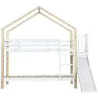 OKWISH Stapelbedden voor kinderen - 90x200 - Hoogslaper met Glijbaan en Veiligheidsrek - Hout - Wit