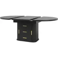 STILVORA uitschuifbare eettafel, van rond naar ovaal, eettafel voor maximaal 6 personen met een drielaags oppervlak, zwarte keukentafel