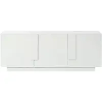 MODFU - Dressoirkast - 3 Deuren En 6 Opbergvakken - Minimalistisch - Voor Woonkamer Of Eetkamer - Spaanplaat - Wit - 160 X 35 X 60 Cm