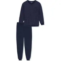Schiesser Pyjama lang 'Comfort Essentials' donkerblauw