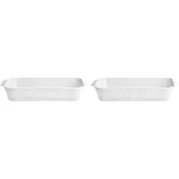 Pillivuyt Plissé Ovenschaal 2 Stuks Wit 19x35 Cm - Ovenschalen Porselein White - 37016