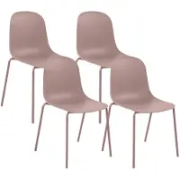 CLP Hardin Set van 4 stapelstoelen - Stapelbaar - Metaal - Kunststof/roze