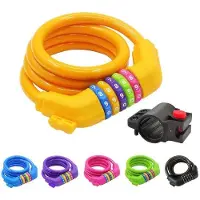 Benza Ibenzoa fietsslot met cijfercode (5 cijfers) – staalkabel 120 cm x 12 mm, kleurrijk PVC-ommanteld, inclusief bevestigingshouder, 10.000 combinaties