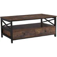 OEM Industriële tafel - Vintage bruin - 101 x 54 x 46 cm - Hout - Staal - Met oplaadmogelijkheid - 54 cm breed - 101 cm lang