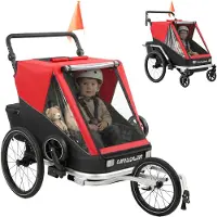 AIYAPLAY Baby Bike Trailer-Stahl, Oxford-Gewebe-148L x 83B x 102H cm-Rot