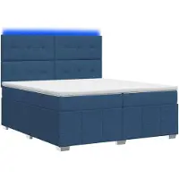 vidaXL LED boxspringbed met matras, blauw, 200 x 200 cm, gestoffeerd