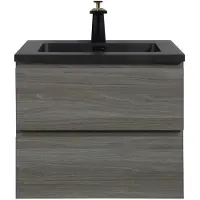 Guido Gusto Badkamermeubel Summer 60cm maple grey met zwarte wastafel