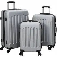 vidaXL Koffer met slot 3 st zilver 50 x 31 x 78 cm ABS Kunststof