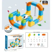 Kik Magnetische constructieblokken: racebaan met trein, 65 onderdelen