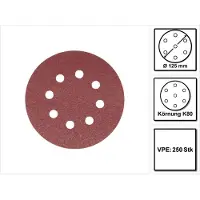 Makita 5x Schleifpapier Klett 125mm K80 250 Stk. ( 5x P-43642 ) für DBO BO DCW DWE GEX PEX SXE BOS