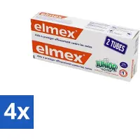 Elmex 4 x Junior Tandpasta - Bescherming & Versterking voor Blijvende Tanden - Set van 2 x 75ml - Tandpasta Voor Kinderen - Kinder Tandpasta - Junior - Tandbederf Voorkomen - Fluoride Tandpasta