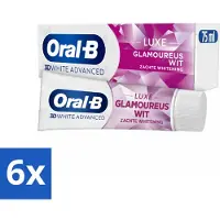 Oral-B 6 x - 3D White Advanced – Tandpasta – Luxe – Glamorous White – 75 ml - Tandpasta - Witte Tandpasta - Glimlach - Verkleuring - Vlekken