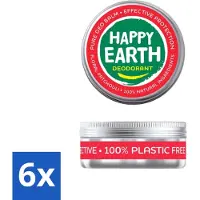Happy Earth 6 x – Deodorant Balm – 100% Natuurlijk Floral Patchouli – 45 g - Deodorant Balm - Natuurlijke Deodorant - Bloemige Geur - Patchouli - Huidvriendelijk