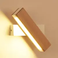 Riserva Moderne Wandlamp Rechthoekig, 4W LED Wandverlichting 3000K Warm Wit, Wit‑Houtkleurige IJzeren Lamp, voor Hal, Trap, Balkon en Gang