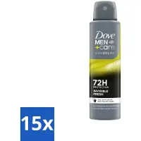 Dove 15 x Men+Care Deodorant Spray - Invisible Fresh - 150 ml - Deodorant Spray - Zweetvermindering - Huidverzorging - Anti-transpirant - Witte Strepen