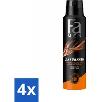 Fa 4 x – Deodorant Spray – Men Dark Passion – 150 ml - Deodorant Spray Voor Mannen - Krachtige Geur - Zweetbescherming - Geur Tegen Zweet - Mannelijke Geur