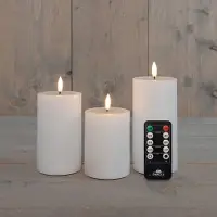 Anna's Collection Stompkaarsset 3D vlam LED oplaadbaar wit wit Wax Led kaars