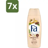 Fa 7 x - Cream & Oil Cacao - Douchecrème - Cacaoboter Met Kokosolie - 250 ml - Douchecrème - Cacaoboter - Kokosolie - Huid Verzorging - Hydratatie