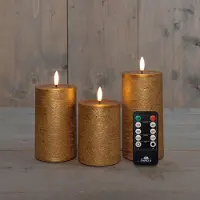 Anna's Collection Stompkaarsset 3D Vlam LED Oplaadbaar Gou Goud goud Wax Led