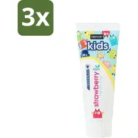 Sence 3 x - Kids 3-8 Jaar - Tandpasta - Aardbei Smaak - Vegan - 75 ml - Tandpasta Voor Kinderen - Kindertandpasta - Aardbei Tandpasta - Vegan Tandpasta - Tandenpoetsen Voor Kinderen