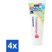 Sence 4 x - Kids 3-8 Jaar - Tandpasta - Aardbei Smaak - Vegan - 75 ml - Tandpasta Voor Kinderen - Kindertandpasta - Aardbei Tandpasta - Vegan Tandpasta - Tandenpoetsen Voor Kinderen