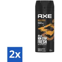 Axe 2 x - Deodorant Bodyspray - 48hrs Non Stop Fresh - Wild Spice - Wild Spices & Cedarwood - 150 ml - Wild Spice - Deodorant Bodyspray - Cederhout Geur - Frisse Geur - Anti-geur