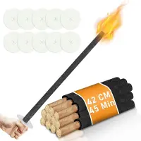 Famanu – Set van 25 fakkels van natuurlijke was, hoogwaardige tuinfakkels met een brandtijd van 45 minuten, lange handgreep, perfect voor buitenactiviteiten