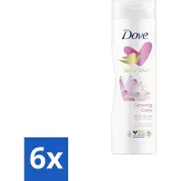 Dove 6 x Bodylotion - Glowing Care - Lotus & Rijstmelk - 250 ml - Voedende Bodylotion - Hydraterende Bodylotion - Huidverzorging - Zachte Huid - Stralende Huid