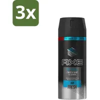 Axe 3 x - Deodorant Bodyspray - 48hrs Fresh - Ice Chill - Frozen Mint & Lemon - 150 ml - Ice Chill - Deodorant Bodyspray - 48h Fresh - Bevroren Munt En Citroen - Geurbestrijding