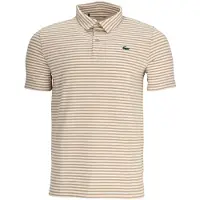 Lacoste Heren Gestreepte Ultra Dry Logo Korte Mouwen Polo Shirt (Oranje/Wit)