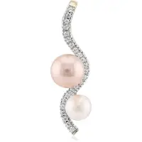 Cavill - Elegante Hanger - 925 Sterling Zilver Verguld - Paarse Ming Parel 8,5mm & Witte Akoya Parel 6,5mm - Zirkoon Pavé 0,23ct - Luxe Sieraad