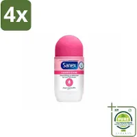 Sanex – Deodorant Roller – Dermo Care 48H Antiperspirant - 50 ml - Voordeelverpakking - 4 stuks - Antiperspirant 48h - Roll-on antiperspirant