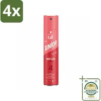 Taft - Reflex Shine 4 - Junior Haarspray - Glanzende finish - 250 ml - Voordeelverpakking - 4 stuks - Fixatie - Junior