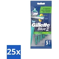 Gillette 25 x Blue II - Plus Slalom - Wegwerpscheermesjes - 5 Scheermesjes - Scheermesje - Wegwerpscheermesje - Glijervaring - Scherpen - Scherpen Mes