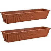 Famanu – Set van 2 bloembakken van 100 cm, balkonbak met waterreservoir van 25 l, weerbestendige plantenbak voor tuin en balkon