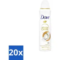 Dove 20 x Deodorant Spray - Advanced Care - Kokos & Jasmijnbloem - 150 ml - Deodorant Spray - Kokos En Jasmijn - Anti-transpirant Spray - Okselhuid Verzorging - Zweetbehandeling