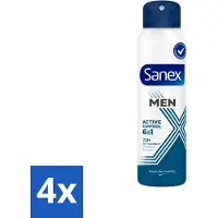Sanex 4 x – Deodorant Spray – Men 72H Active Control – 200 ml - Deodorant Spray - Mannelijke Frisheid - Huidbescherming - 72 Uur Bescherming - Anti-irritatie