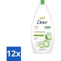 Dove 12 x - Douchegel - Refreshing - Komkommer & Groene thee - Verfrissend - 400 ml - Douchegel - Frisheid - Reiniging - Uitdroging - Scrub