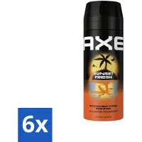 Axe 6 x – Deodorant – Sunset Fresh – 150 ml - Frisheid - Lichaamsgeur - Zink - Zink Zap - Citrusgeur