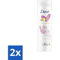Dove 2 x Bodylotion - Glowing Care - Lotus & Rijstmelk - 250 ml - Voedende Bodylotion - Hydraterende Bodylotion - Huidverzorging - Zachte Huid - Stralende Huid