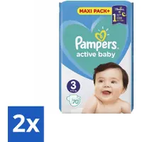 Pampers 2 x – Luiers – Active Baby Maat 3 – 70 Luiers - Baby-luiers - Droge Billetjes - Huidbescherming - Luchtdoorlatende Luiers - Absorberende Luiers