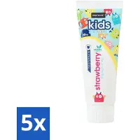 Sence 5 x - Kids 3-8 Jaar - Tandpasta - Aardbei Smaak - Vegan - 75 ml - Tandpasta Voor Kinderen - Kindertandpasta - Aardbei Tandpasta - Vegan Tandpasta - Tandenpoetsen Voor Kinderen