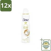 Dove Deodorant Spray - Advanced Care - Kokos & Jasmijnbloem - 150 ml - Voordeelverpakking - 12 stuks - Kokos - Jasmijn