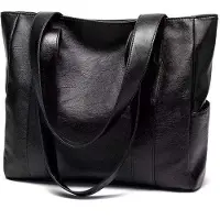INF Chique Zwarte PU Lederen Tote Bag - Veelzijdig & Ruim
