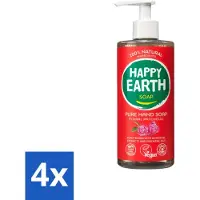 Happy Earth 4 x – Handzeep – 100% Natuurlijk Floral Patchouli – 300 ml - Natuurlijke Handzeep - Vegan Handzeep - Handzeep Met Patchouli - Bloemige Handzeep - Huidvriendelijke Handzeep