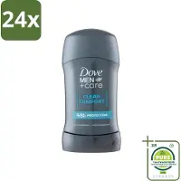 Dove - Deodorant - Stick Clean Comfort - Zachte bescherming - 50 ml - Voordeelverpakking - 24 stuks - Deodorant stick - Zweetbestendig