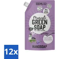 Marcel's Green Soap 12 x Marcel’s Green Soap – Handzeep Navulling – Lavendel & Rozemarijn – 500 ml - Handzeep - Natuurlijke Handzeep - Plantaardige Handzeep - Lavendel Handzeep - Rozemarijn Handzeep