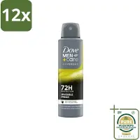 Dove Men+Care Deodorant Spray - Invisible Fresh - 150 ml - Voordeelverpakking - 12 stuks - Mannen deodorant - 72 uur bescherming