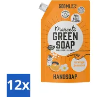 Marcel's Green Soap 12 x Marcel’s Green Soap – Handzeep Navulling – Sinaasappel & Jasmijn – 500 ml - Handzeep - Sinaasappel - Jasmijn - Natuurlijke Handzeep - Biologische Handzeep