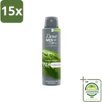 vidaXL 15 x Men+Care Deodorant Spray - Extra Fresh - 150 ml - Grootverpakking - Mannen Deodorant - Anti-transpirant - Deodorant Spray - Langdurige Bescherming - Zweetvrije Oksels